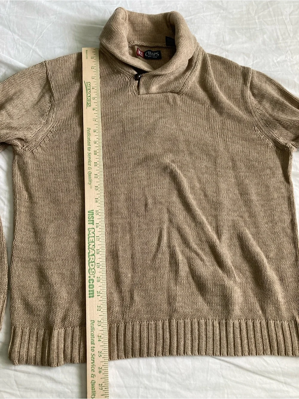 Shawl Collar Cotton Mens Sweater Size L Chaps Ralph Lauren
